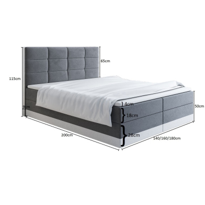Čalouněná postel 160x200 LILLIANA 1 - šedá / bílá