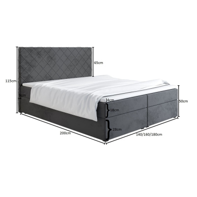 Čalouněná postel 160x200 LILLIANA 2 - černá