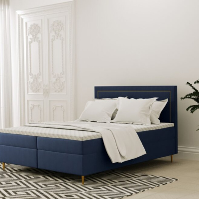 Pohodlná boxspringová postel JANINA 140x200 - modrá