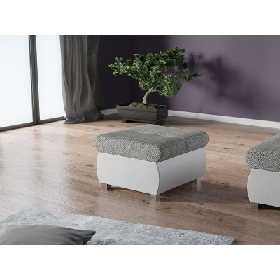 Taburet ABEL 1 - bílá ekokůže / světlý šedý 3