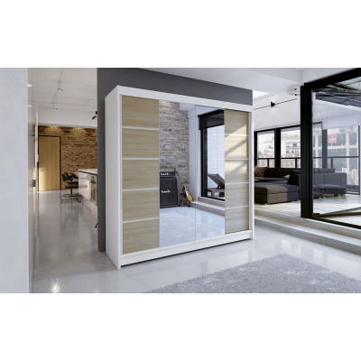 Šatní skříň TABITHA 5 - šířka 180 cm, bílá / sonoma