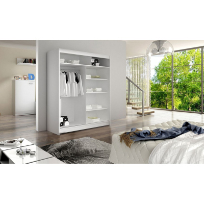 Zrcadlová šatní skříň CHANNA 2 - šířka 150 cm, sonoma / bílá