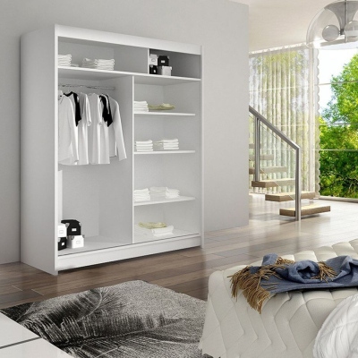 Zrcadlová šatní skříň CHANNA 3 - šířka 150 cm, čoko