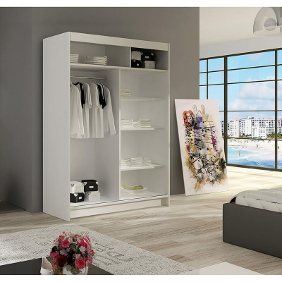 Moderní šatní skříň LINH 3 - šířka 120 cm, bílá / černá