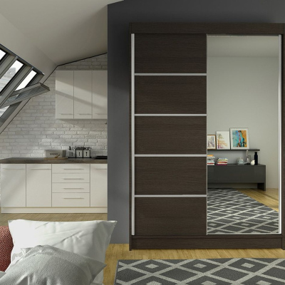 Moderní šatní skříň LINH 3 - šířka 120 cm, čoko