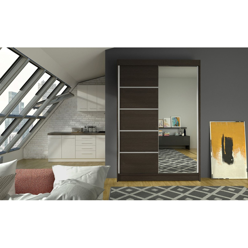 Moderní šatní skříň LINH 3 - šířka 120 cm, čoko