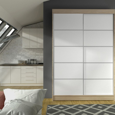 Moderní šatní skříň LINH 4 - šířka 120 cm, sonoma / bílá