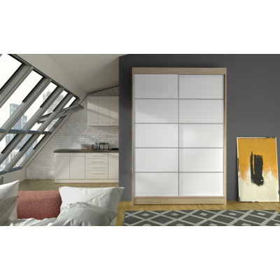 Moderní šatní skříň LINH 4 - šířka 120 cm, sonoma / bílá