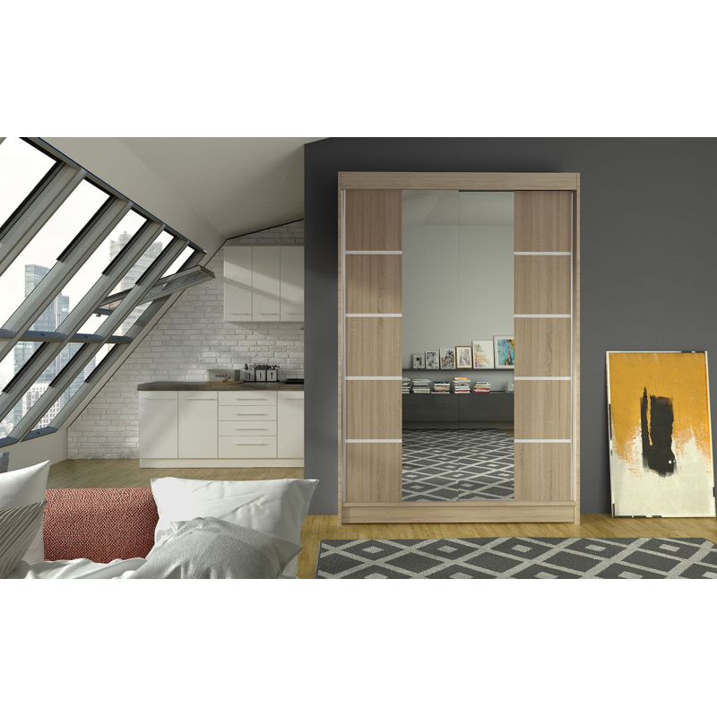 Moderní šatní skříň LINH 5 - šířka 120 cm, sonoma