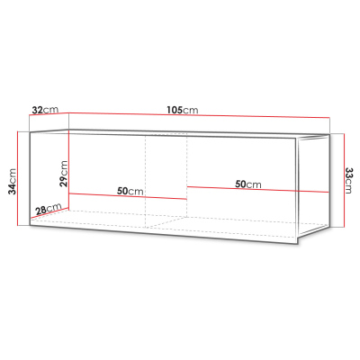 Závěsná police s dvířky CHEMUNG 4 - bílá / lesklá bílá