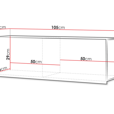 Závěsná police s dvířky CHEMUNG 4 - černá / lesklá černá