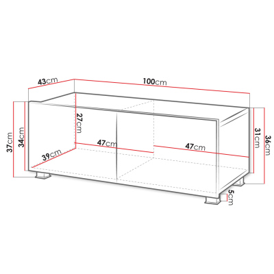 TV stolek 100 cm CHEMUNG - černý / lesklý černý