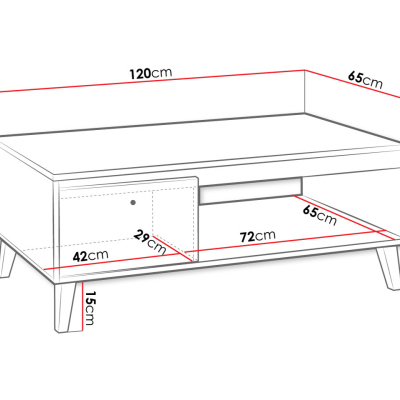 Konferenční stolek ALBANY - matný bílý / dub san remo