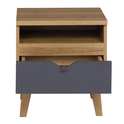 Noční stolek VISTA - dub zlatý / bílý / grafit