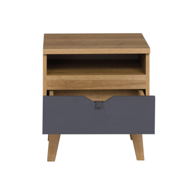 Noční stolek VISTA - dub zlatý / bílý / grafit