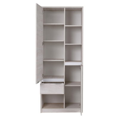 Šatní skříň 80 cm PEORIA 1 - dub monastery / lesklá černá