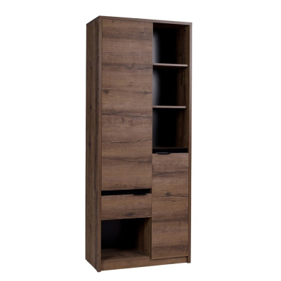 Šatní skříň 80 cm PEORIA 1 - dub monastery / lesklá černá