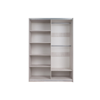 Šatní skříň 150 cm s LED osvětlením PEORIA 3 - dub monastery / lesklá černá