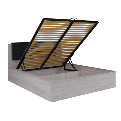 Ložnicová sestava s postelí 160x200 PEORIA 1 - dub monastery / lesklá černá