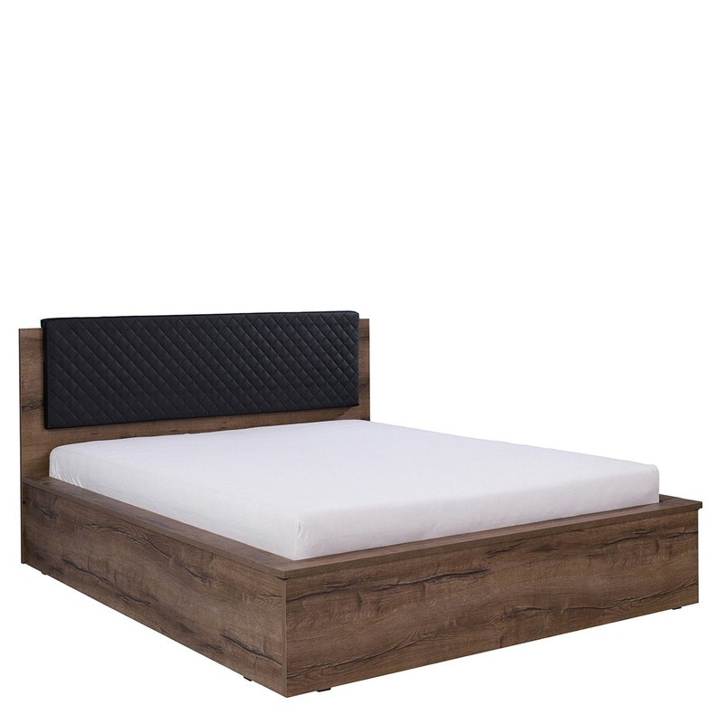 Manželská postel 160x200 PEORIA - dub monastery / černá ekokůže