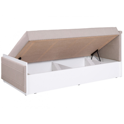 Jednolůžková postel s matrací 90x200 BROKEN - bílá / béžová