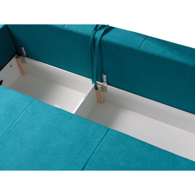 Obývací sestava s pohovkou a LED osvětlením ALBANY 5 - matná bílá / dub san remo / modrá