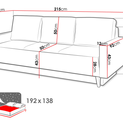 Obývací sestava s pohovkou a LED osvětlením ALBANY 5 - matná bílá / dub san remo / hnědá