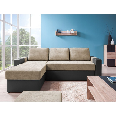 Sedací souprava SAGUARO - hnědá ekokůže / béžová, levý roh