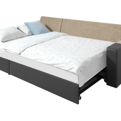 Sedací souprava SAGUARO - hnědá ekokůže / béžová, levý roh