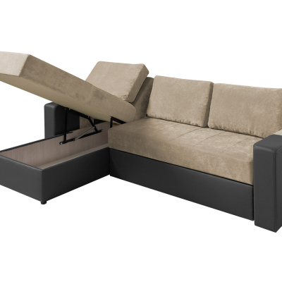 Sedací souprava SAGUARO - hnědá ekokůže / béžová, levý roh