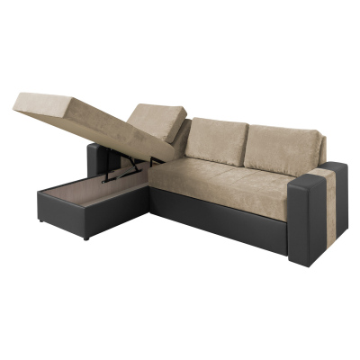 Sedací souprava SAGUARO - hnědá ekokůže / béžová, levý roh