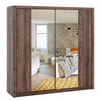 Šatní skříň 220 cm se zrcadlem CORTLAND 5 - dub monastery