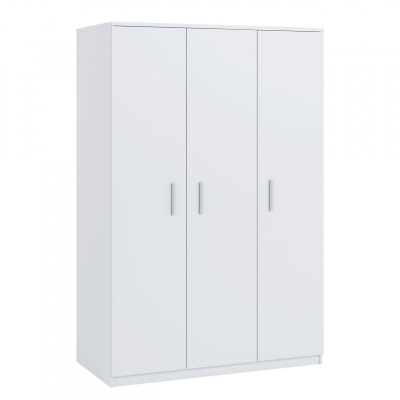 Třídveřová šatní skříň 135 cm CORTLAND - bílá
