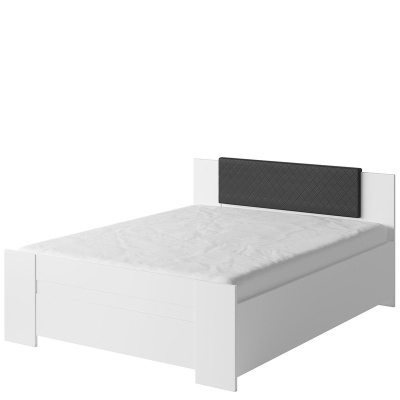 Manželská postel 160x200 CORTLAND 1 - bílá / černá ekokůže