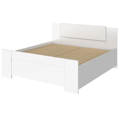 Manželská postel 160x200 CORTLAND 1 - bílá / bílá ekokůže