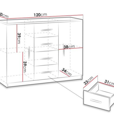 Kombinovaná komoda CORTLAND - bílá