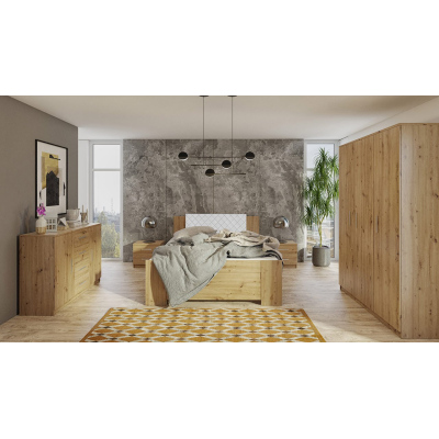 Ložnicová sestava s postelí 160x200 CORTLAND 8 - dub artisan / bílá ekokůže