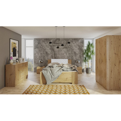 Ložnicová sestava s postelí 160x200 CORTLAND 7 - dub artisan / bílá ekokůže
