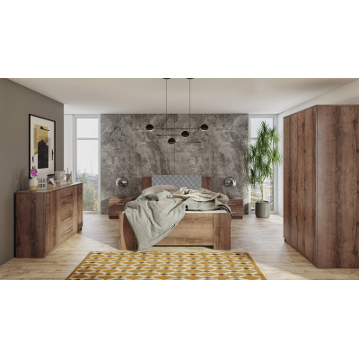 Ložnicová sestava s postelí 160x200 CORTLAND 7 - dub monastery / šedá ekokůže