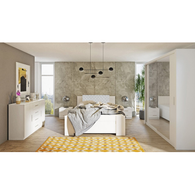 Ložnicová sestava s postelí 160x200 CORTLAND 6 - bílá / bílá ekokůže