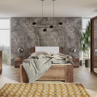 Ložnicová sestava s postelí 160x200 CORTLAND 6 - dub monastery / bílá ekokůže