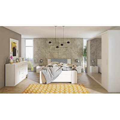 Ložnicová sestava s postelí 160x200 CORTLAND 5 - bílá / šedá ekokůže