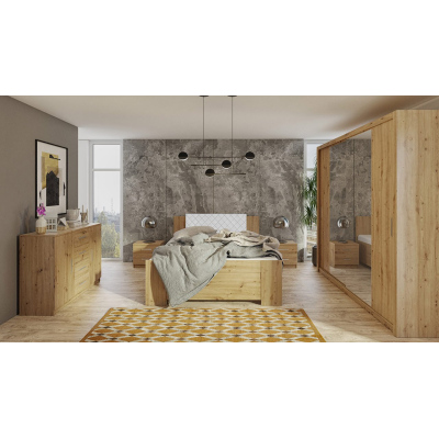 Ložnicová sestava s postelí 160x200 CORTLAND 5 - dub artisan / bílá ekokůže