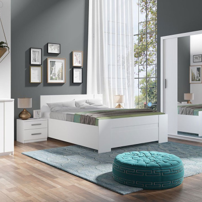 Ložnicová sestava s postelí 160x200 CORTLAND 4 - bílá / šedá ekokůže