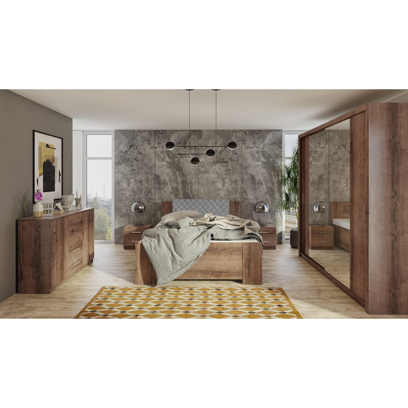 Ložnicová sestava s postelí 160x200 CORTLAND 4 - dub monastery / šedá ekokůže