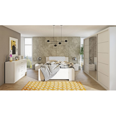 Ložnicová sestava s postelí 160x200 CORTLAND 3 - bílá / bílá ekokůže