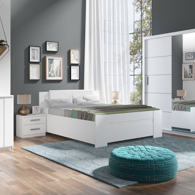 Ložnicová sestava s postelí 160x200 CORTLAND 3 - dub artisan / bílá ekokůže