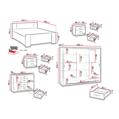 Nábytek do ložnice s postelí 160x200 CORTLAND 3 - dub artisan