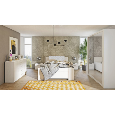 Ložnicová sestava s postelí 160x200 CORTLAND 2 - bílá / bílá ekokůže