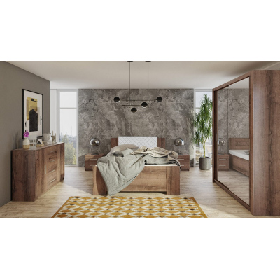 Ložnicová sestava s postelí 160x200 CORTLAND 2 - dub monastery / bílá ekokůže